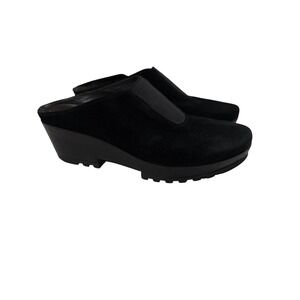 DONALD PLINER Rasha Size  8 Black Suede‎ Wedge Mules Slides Shoes